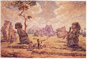 unknow artist Oil painting. Temple ruins in Candi Sewu Spain oil painting artist